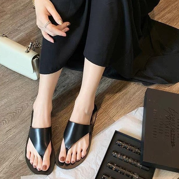 Damen elegante Zehentrenner-Sandalen aus hochwertigem Material EB