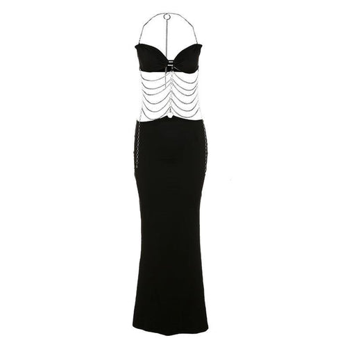 Damen Elegantes Maxikleid mit Kettenakzenten und schmalem Schnitt EB