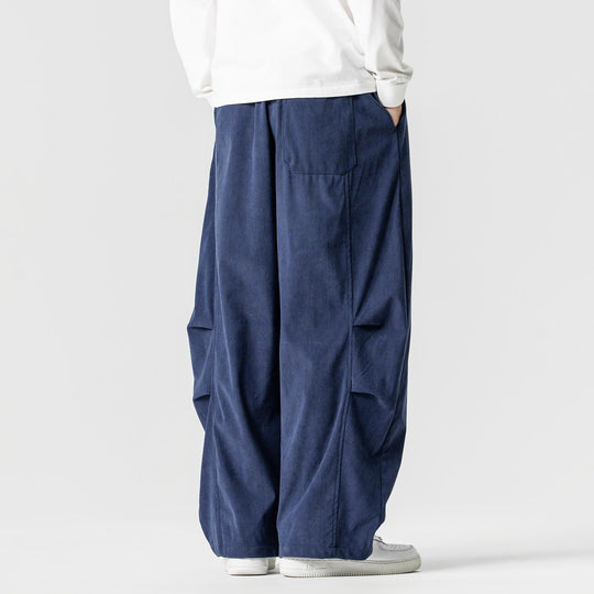 Herren nan weite Cordhose mit Tunnelzug, Bundfalten und relaxed Fit EB
