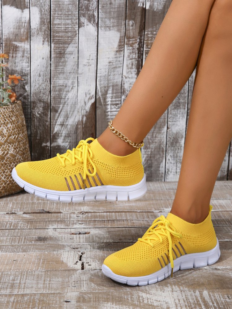 Damen  leichtes gestricktes Sneaker Slipper mit sockenähnlichem Schaft und flexibler Laufsohle EB