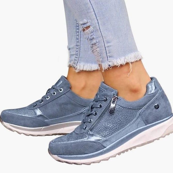 Damen Sportliche Sneakers mit modischem Reißverschluss und atmungsaktiver Oberfläche EB