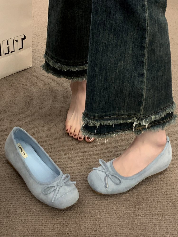 Damen Ballerinas mit dekorativem Schleifendetail und hochwertiger Fleeceaussensohle EB