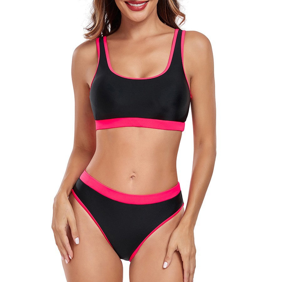 Damen Sportliches Bikini-Set mit kontrastierendem Bund EB