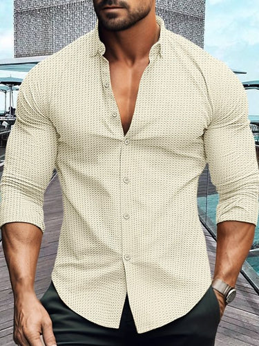 Herren elegantes Langarmhemd mit strukturiertem Muster EB