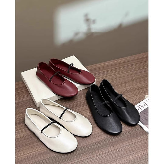 Damen feine Ballerinas mit elastischem Fesselband EB