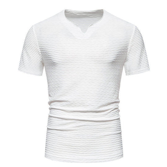 Herren V-Ausschnitt T-Shirt mit strukturiertem Design EB