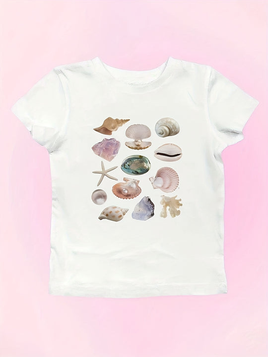 Damen Crop-T-Shirt mit fröhlichem Kirschmotiv EB