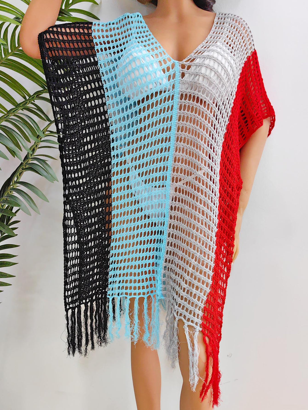 Damen luftig-transparenter Strandponcho EB