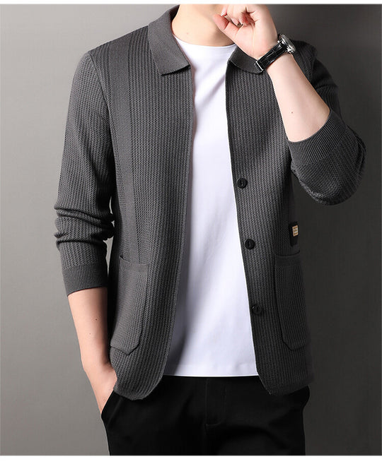 Herren Strickjacke mit hohem Kragen EB