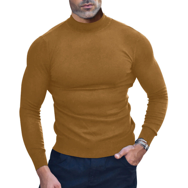 Herren nan körperbetonter Feinstrickpullover mit engem Rundhalsausschnitt EB