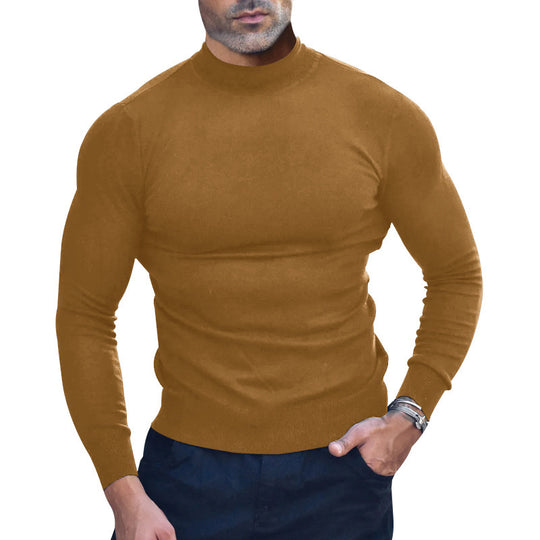 Herren nan körperbetonter Feinstrickpullover mit engem Rundhalsausschnitt EB