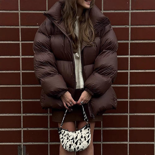 Damen Steppjacke im oversized Schnitt mit hohem Kragen und Taschen EB