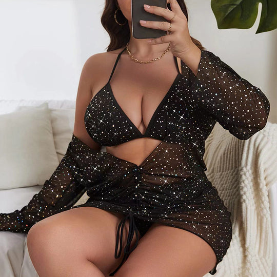 Damen Strandkleid mit gebundenem Ausschnitt und transparentem Design EB