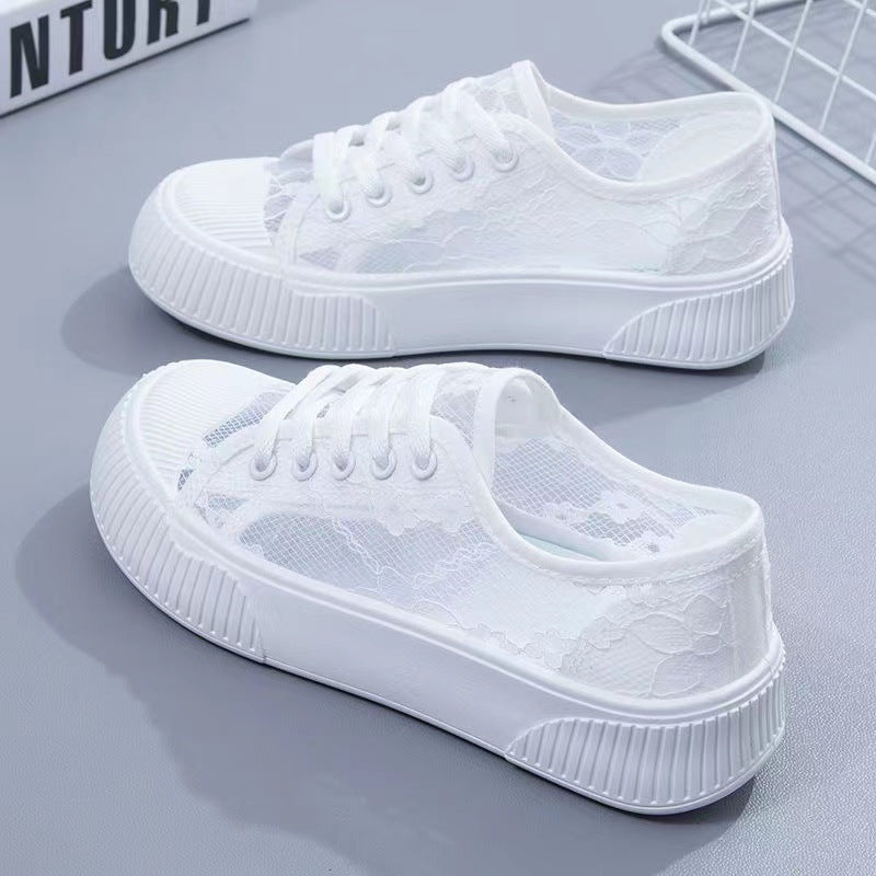Damen Sneakers mit eleganter Spitzenoptik und komfortabler Polsterung EB