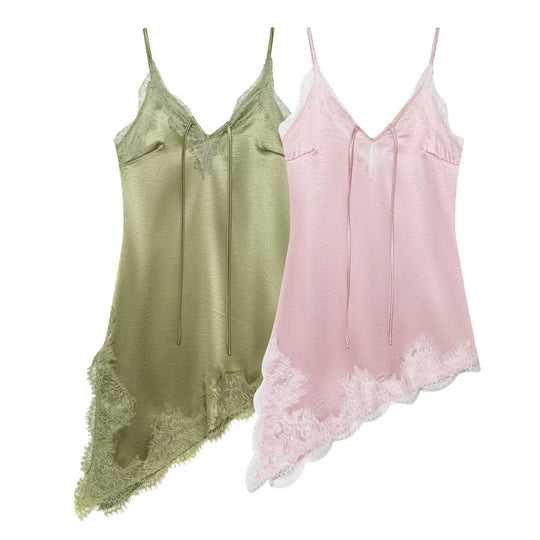 Damen Spitzen-Top mit asymmetrischem Saum und verstellbaren Trägern EB