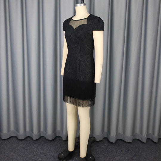 Damen Kleid mit elegantem Fransen-Saum und floralem Muster EB