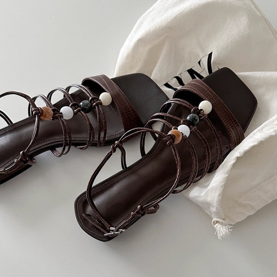 Damen Modische Plateau-Sandalen mit dekorativen Riemen und bequemer Innensohle EB