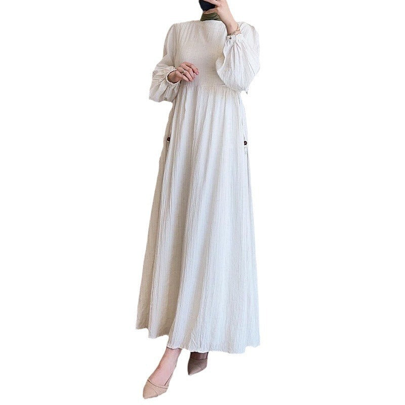 Damen Maxikleid mit strukturiertem Design und Puffärmeln EB