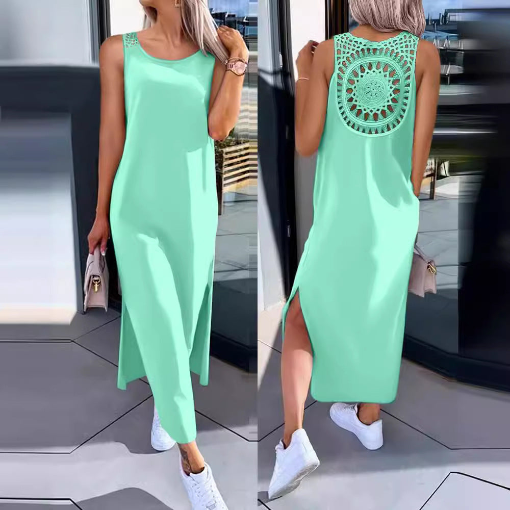 Damen Maxi-Kleid mit handgefertigter Spitze EB