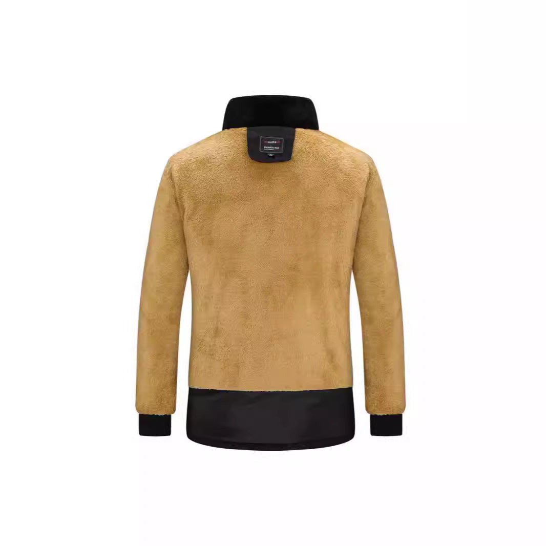 Herren Wattierter Parka mit durchgehendem Teddyfutter abnehmbarer Kapuze und Multifachtaschen EB