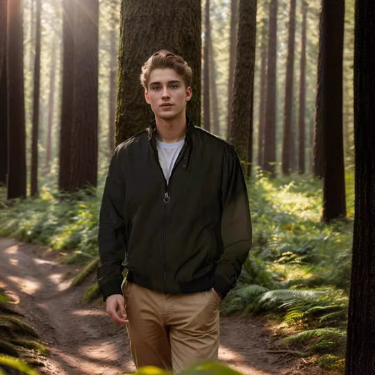 Herren leichte Übergangsjacke mit hohem Kragen und praktischen Eingrifftaschen EB