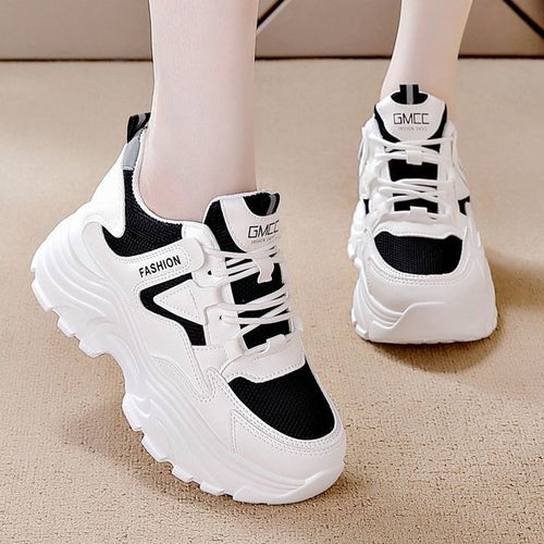 Damen modische Chunky Sneakers mit atmungsaktiver Mesh-Oberfläche und bequemem Fußbett EB