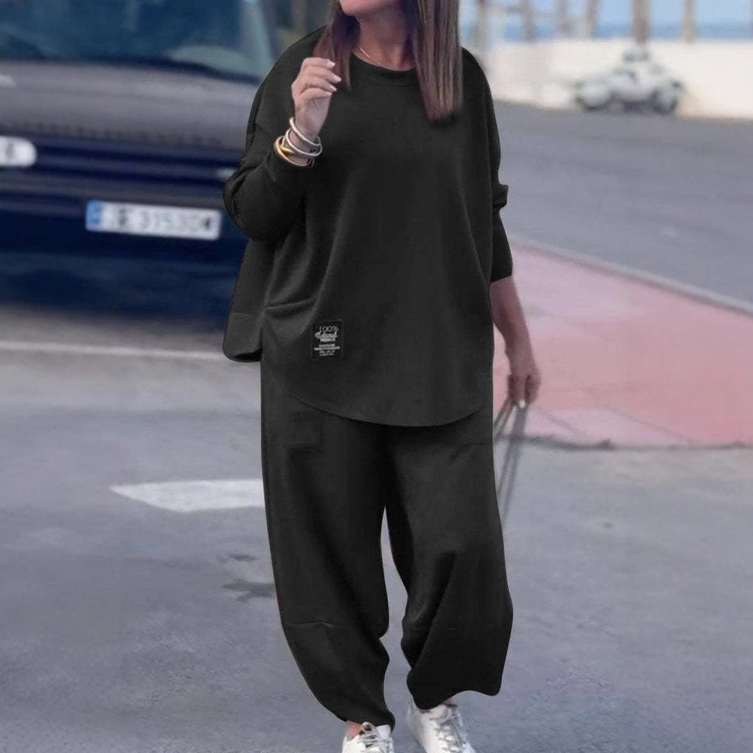Damen lässiges Lounge-Set mit weiten Hosen und bequemem Oberteil EB