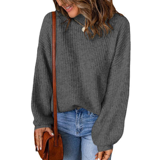 Damen modischer Grobstrickpullover mit weitem Schnitt EB