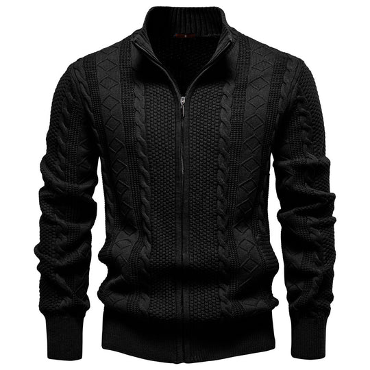 Herren Strickjacke mit Reißverschluss und strukturiertem Muster EB