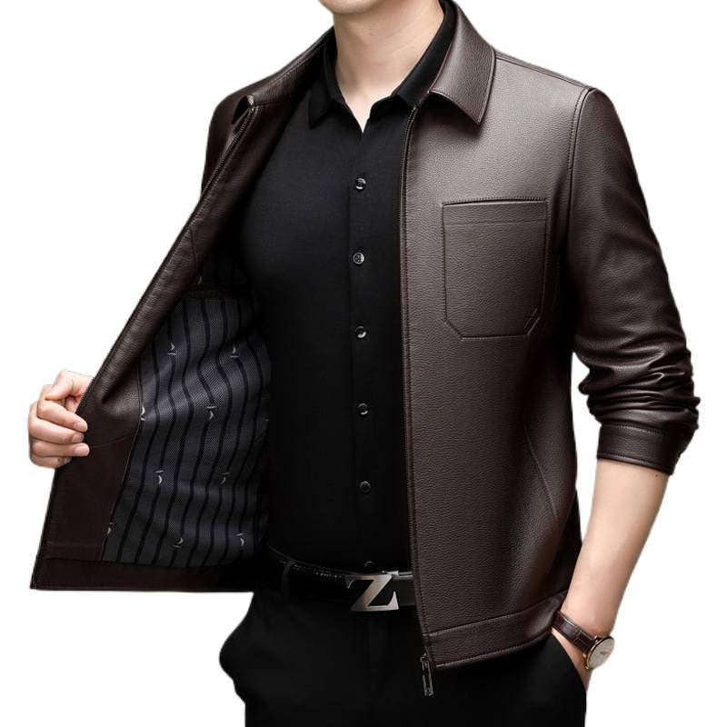 Herren Kunstlederjacke mit modernem Schnitt und praktischen Taschen EB