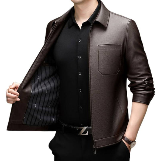 Herren Kunstlederjacke mit modernem Schnitt und praktischen Taschen EB