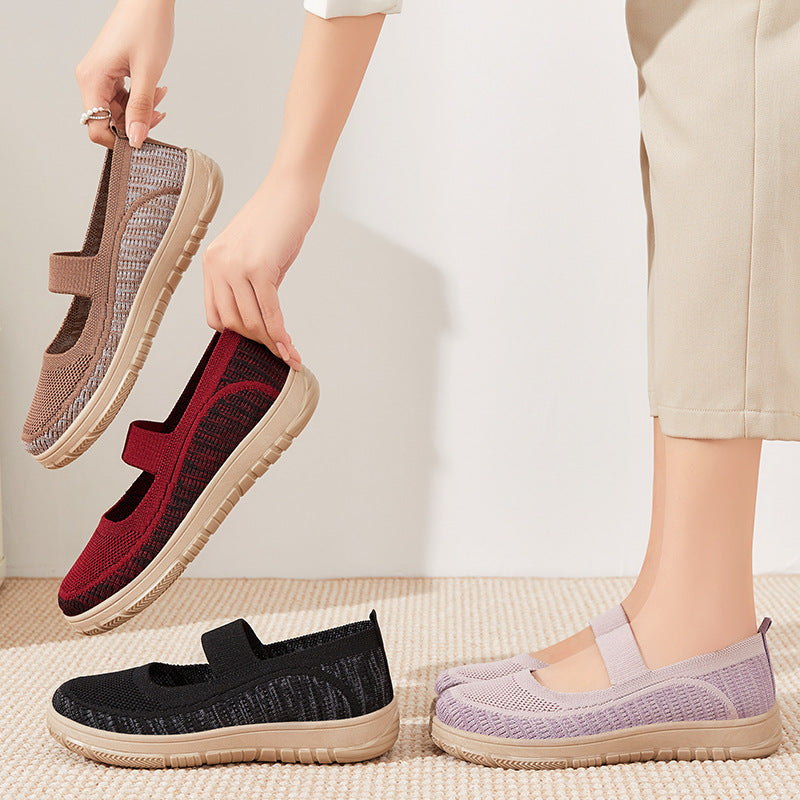 Damen Bequeme und atmungsaktive Freizeitschuhe mit elastischem Riemen EB