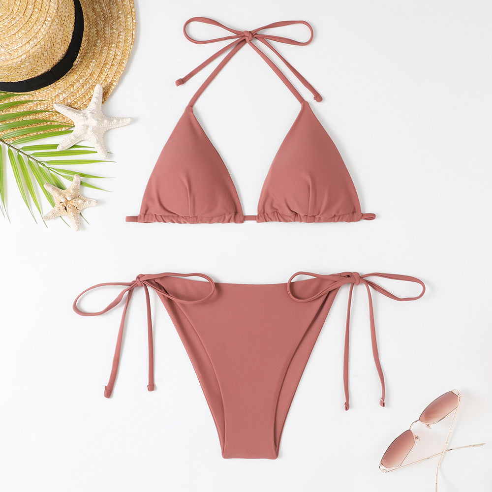 Damen Triangel-Bikini mit verstellbaren Bindebändern und raffinierten Details EB