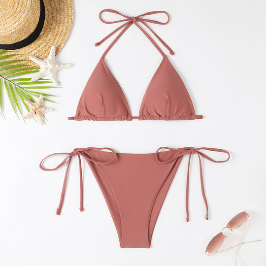 Damen Triangel-Bikini mit verstellbaren Bindebändern und raffinierten Details EB