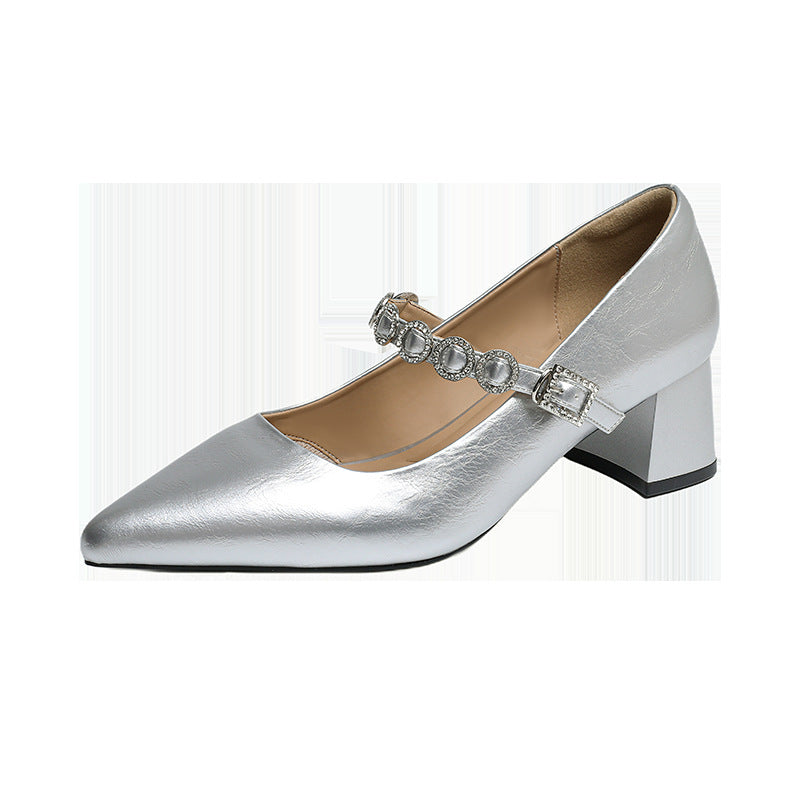 Damen Glamouröse Slingback-Pumps mit funkelnder Schnallen-Applikation EB