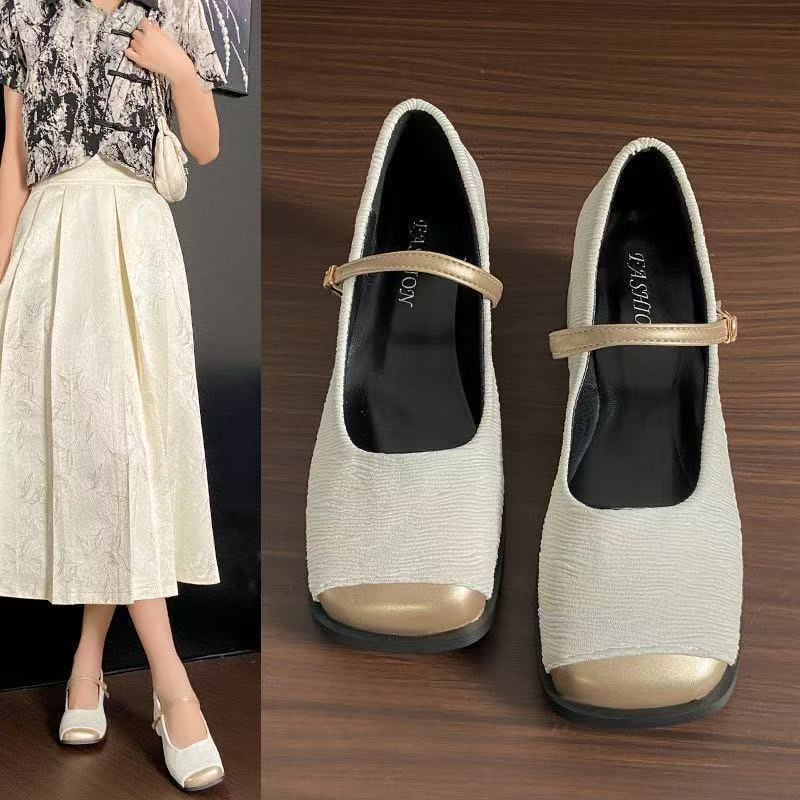 Damen Elegante Mary Jane Schuhe mit feinem Obermaterial und verstellbarem Riemen EB