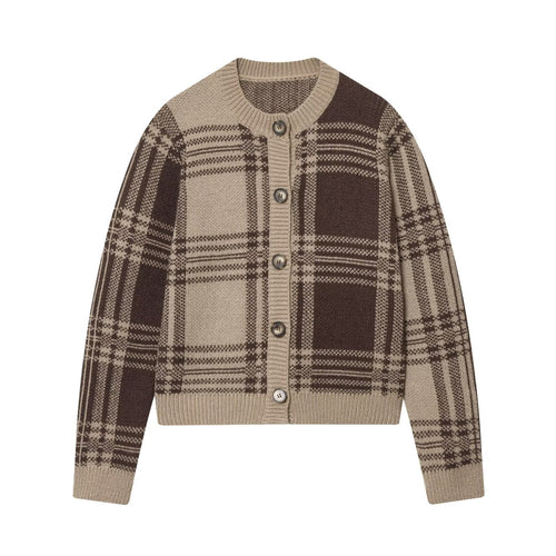 Damen Gemusterte Strickjacke mit Knopfdetails EB