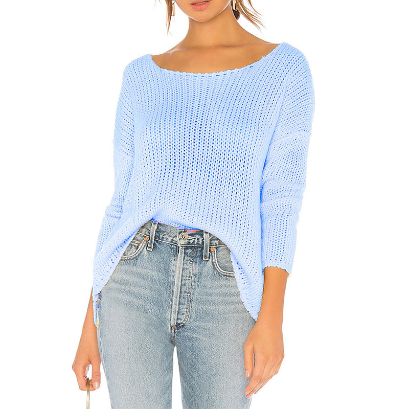 Damen luftiger Strickpullover mit weitem Schnitt und modernen Details EB