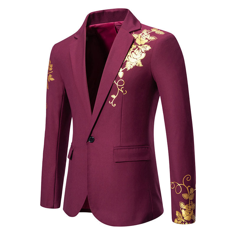 Herren eleganter Blazer mit floralem Gold-Design EB