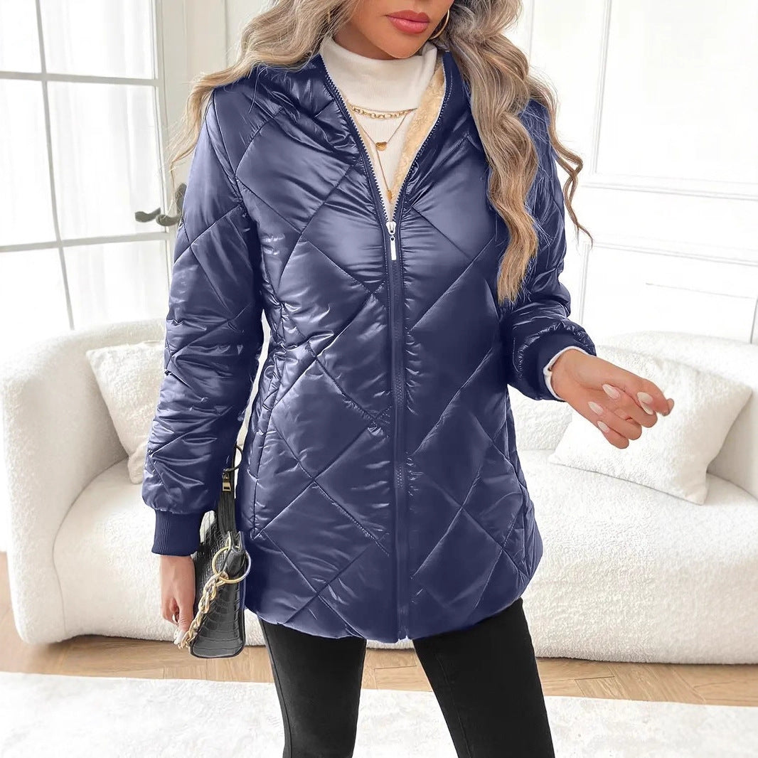 Damen Steppjacke mit Teddyfutter und Kapuze EB