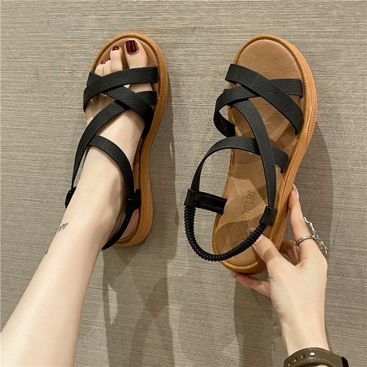 Damen Bequeme Sandalen mit elastischem Fersenriemen EB