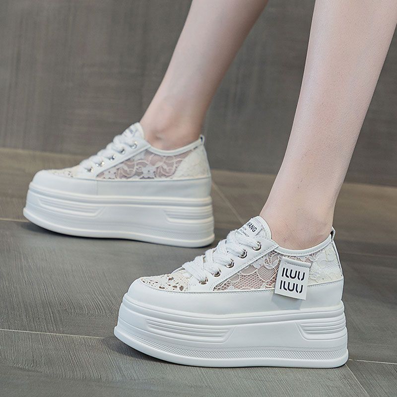 Damen Chunky Plateausneaker mit atmungsaktiver Mesh-Oberfläche und modischer Schnürung EB