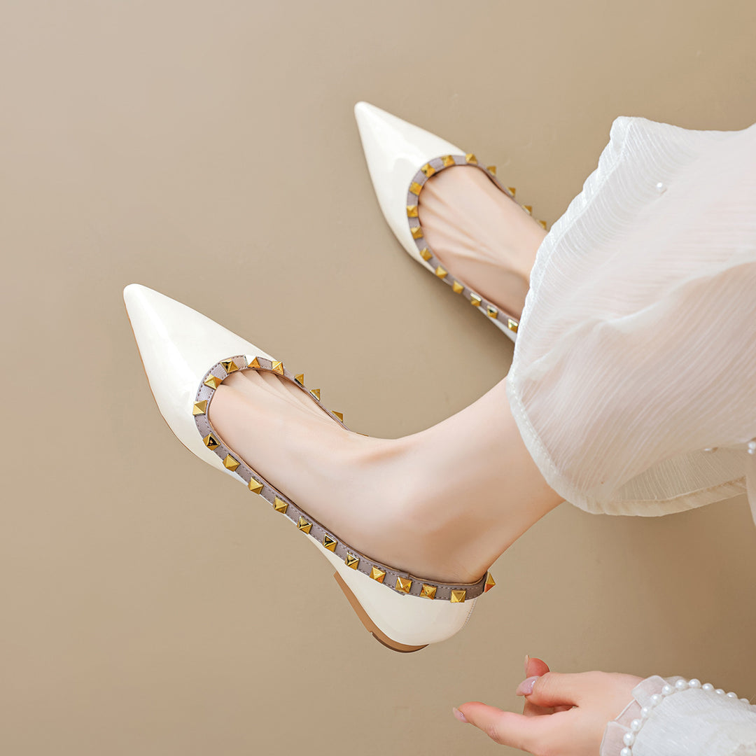 Damen spitze Ballerinas mit stylishen Nietenapplikationen EB