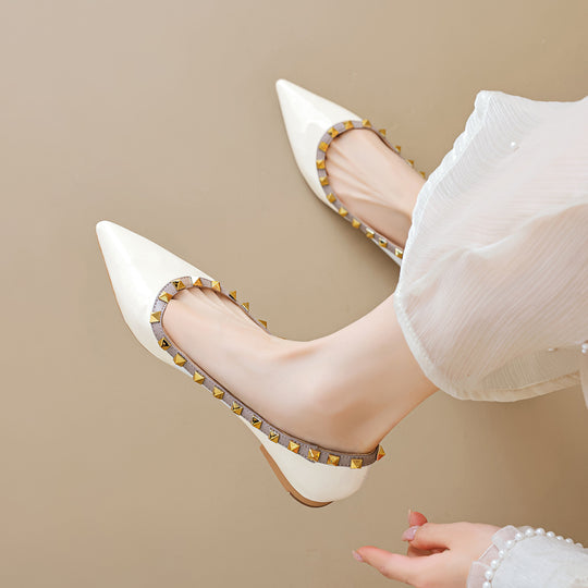 Damen spitze Ballerinas mit stylishen Nietenapplikationen EB