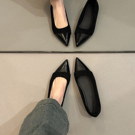 Damen elegante Ballerinas mit spitzem Design und hochwertiger Oberflächenstruktur EB