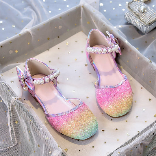 Mädchen Glitzernde Ballerinas mit Perlen und Schleifenakzent EB
