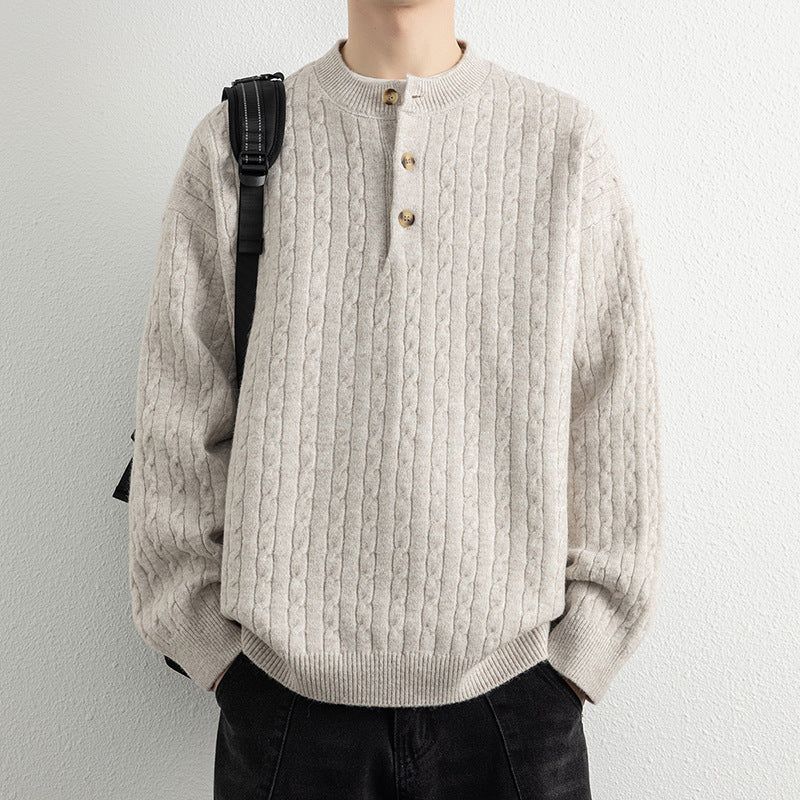 Herren Strickpullover mit Knopfdetails und strukturierter Oberfläche EB