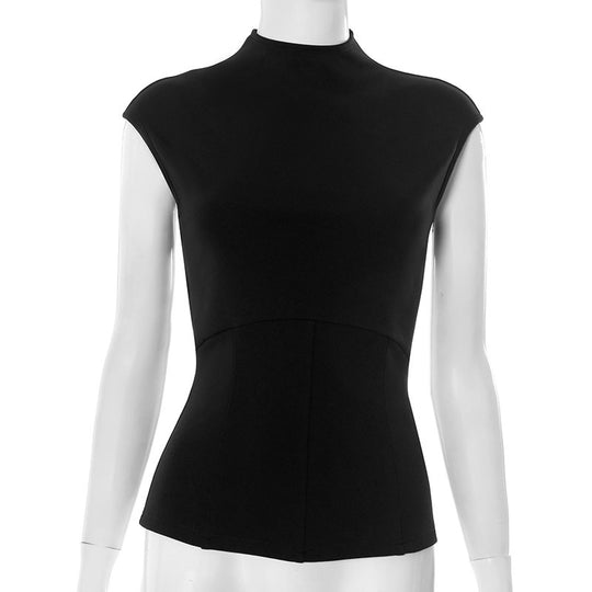Damen Figurumspielendes Top mit elegantem High-Neck und schmalem Schnitt EB