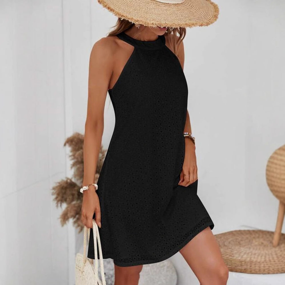 Damen Sommerkleid mit luftigem Schnitt und dekorativem Lochmuster EB
