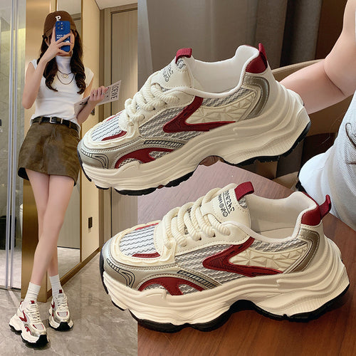 Damen Sportliche Chunky Sneakers mit atmungsaktiver Oberflächenstruktur EB